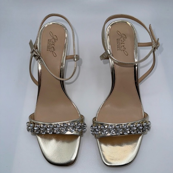 Jewel Badgley Mischka Women's Crystal Ankle Strappy Sandal Heeled NWOT - Picture 3 of 9